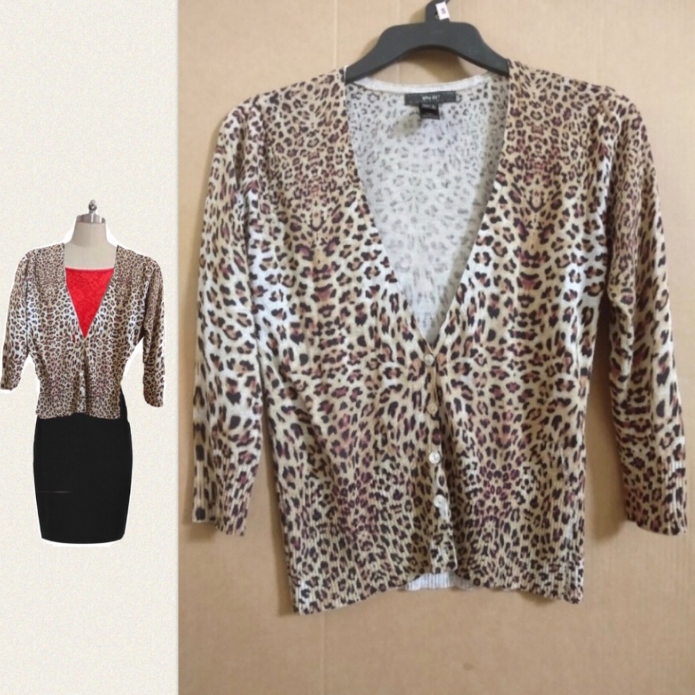 MNG Suit Leopard Print Cardigan